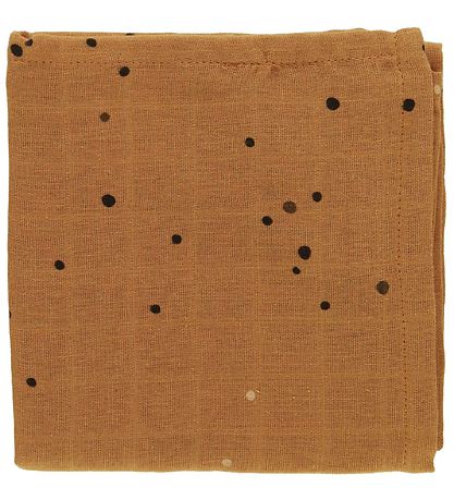 Done By Deer StofBlå - 70x70 - 2-pak - Mustard Dreamy Dots