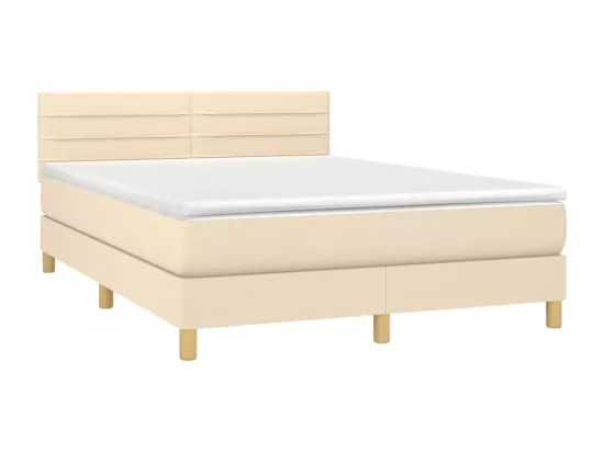 Sommier tapissier avec matelas et LED Crème 140x190 cm Tissu