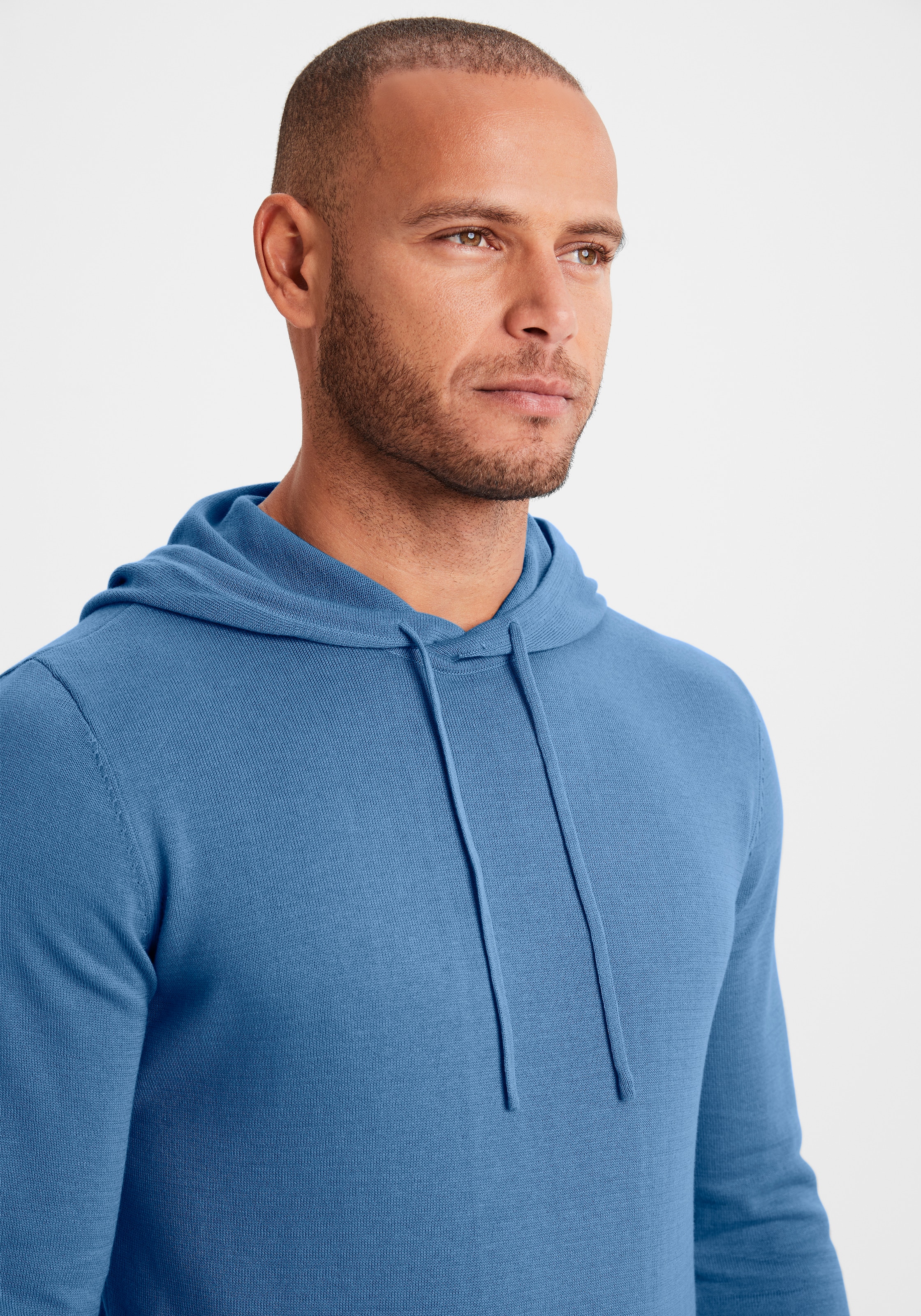 H.I.S Hoodie », Strickpullover mit Kapuze«, Feinstrick aus pflegeleichter Baumwollmischung