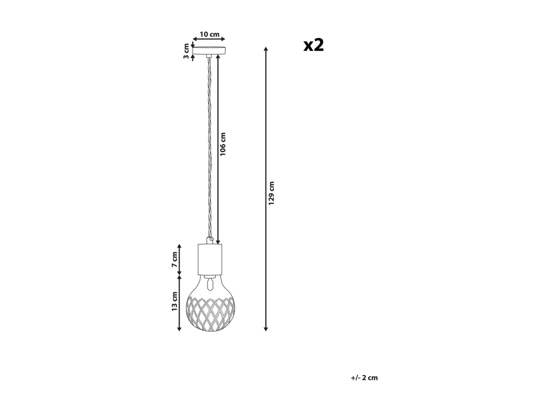 Lot de 2 lampes suspendues ANZA Verre Doré