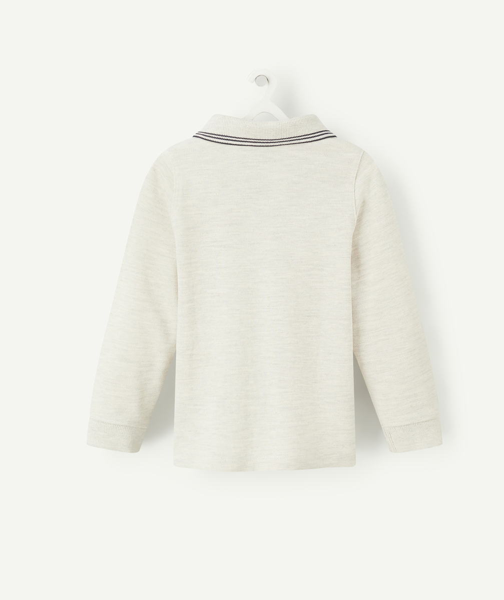 POLO BÉBÉ GARÇON EN COTON BIO GRIS CHINÉ AVEC MESSAGE