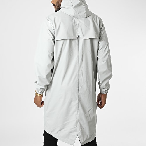 Veste Zippée Capuche Longue Gris Clair