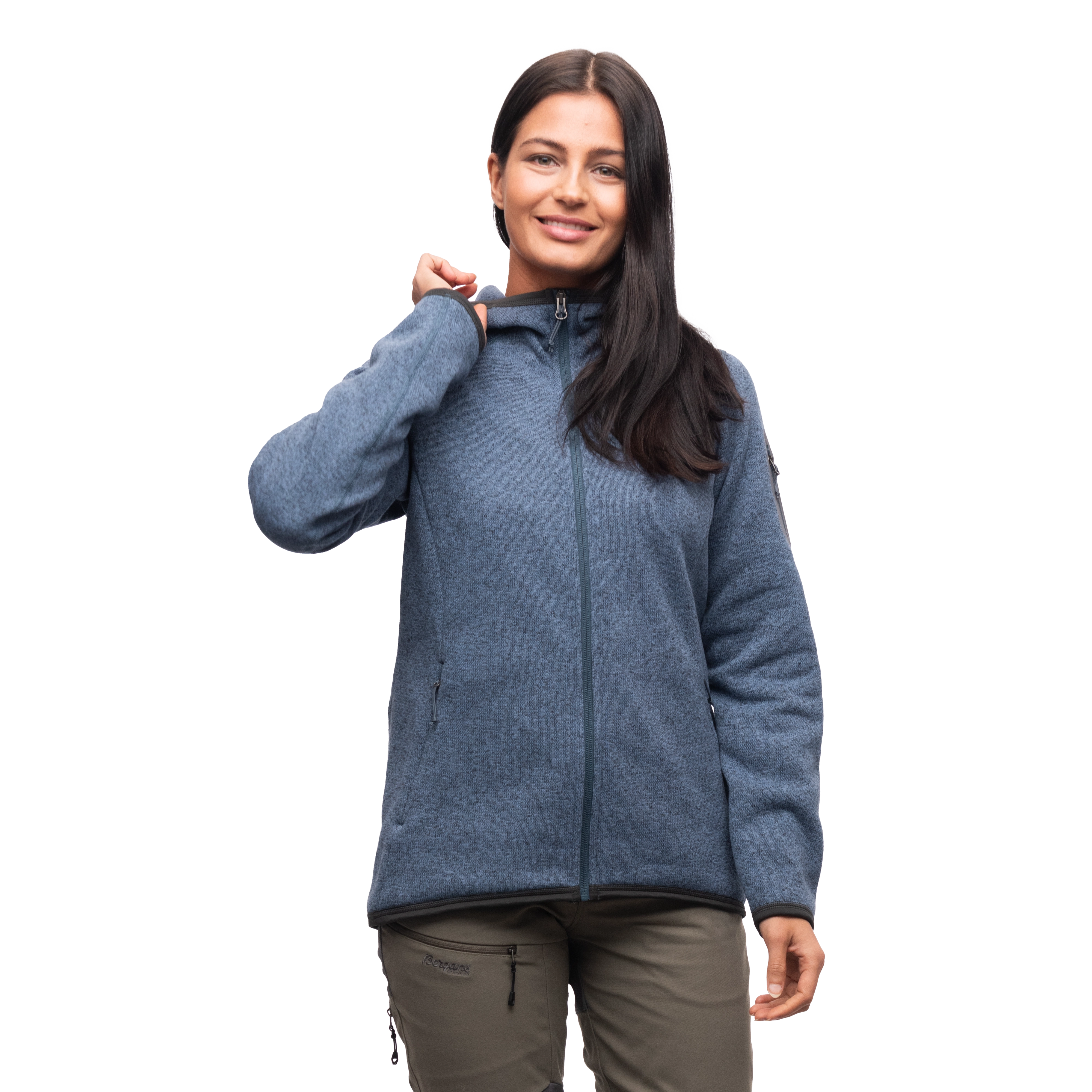 Kamphaug Knitted W Hoodie Orion Blue