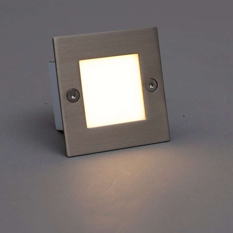 Moderne inbouwspot staal incl LED - Square 7