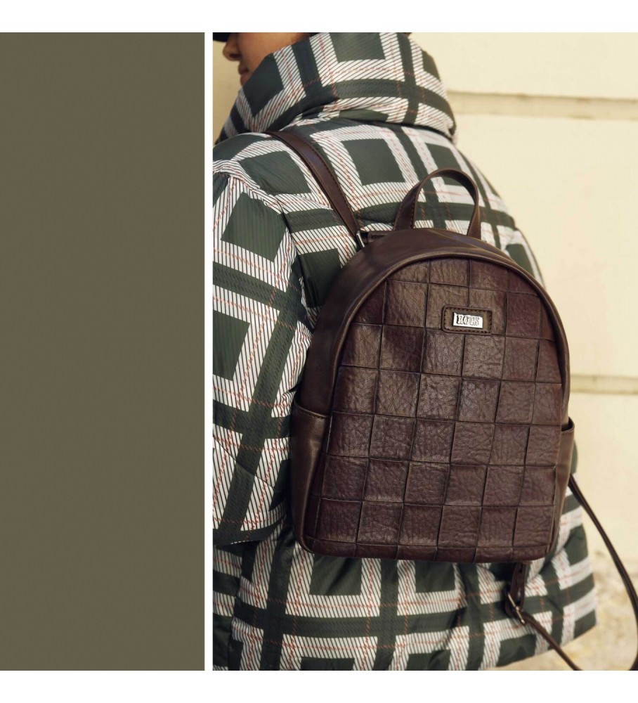 Mochila antifurto Lois marrom - 23x27x11cm -