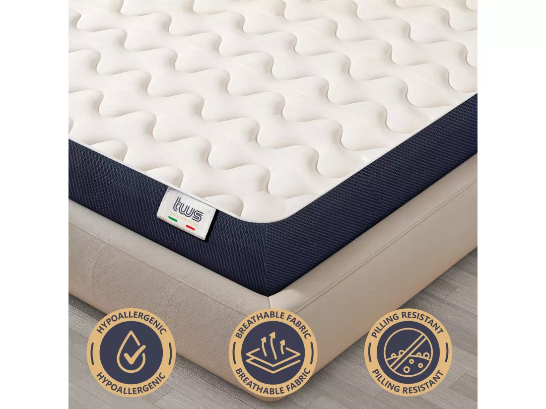 Matelas ESSENTIAL 140 X 190 Waterfoam Hypoallergénique 18CM made in Italy