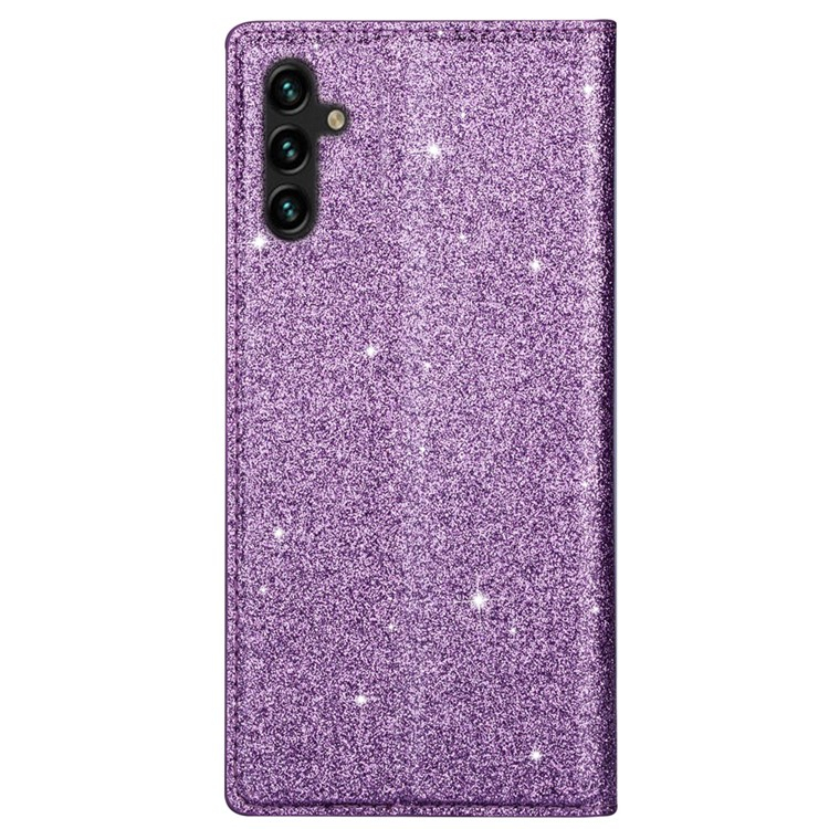 Samsung Galaxy S25  Plus Flip Wallet Cover Leder Tasche Glitzer Optik - Lila