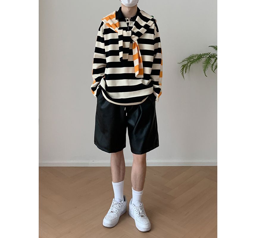 Freehop - Bermudashorts van imitatieleer met trekkoord in de taille