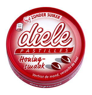 Diele Pastilles Rood Honing Suikervrij 50GR