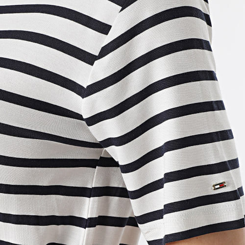Robe Femme A Rayures Regular Stripe Midi 7837 Blanc Bleu Marine