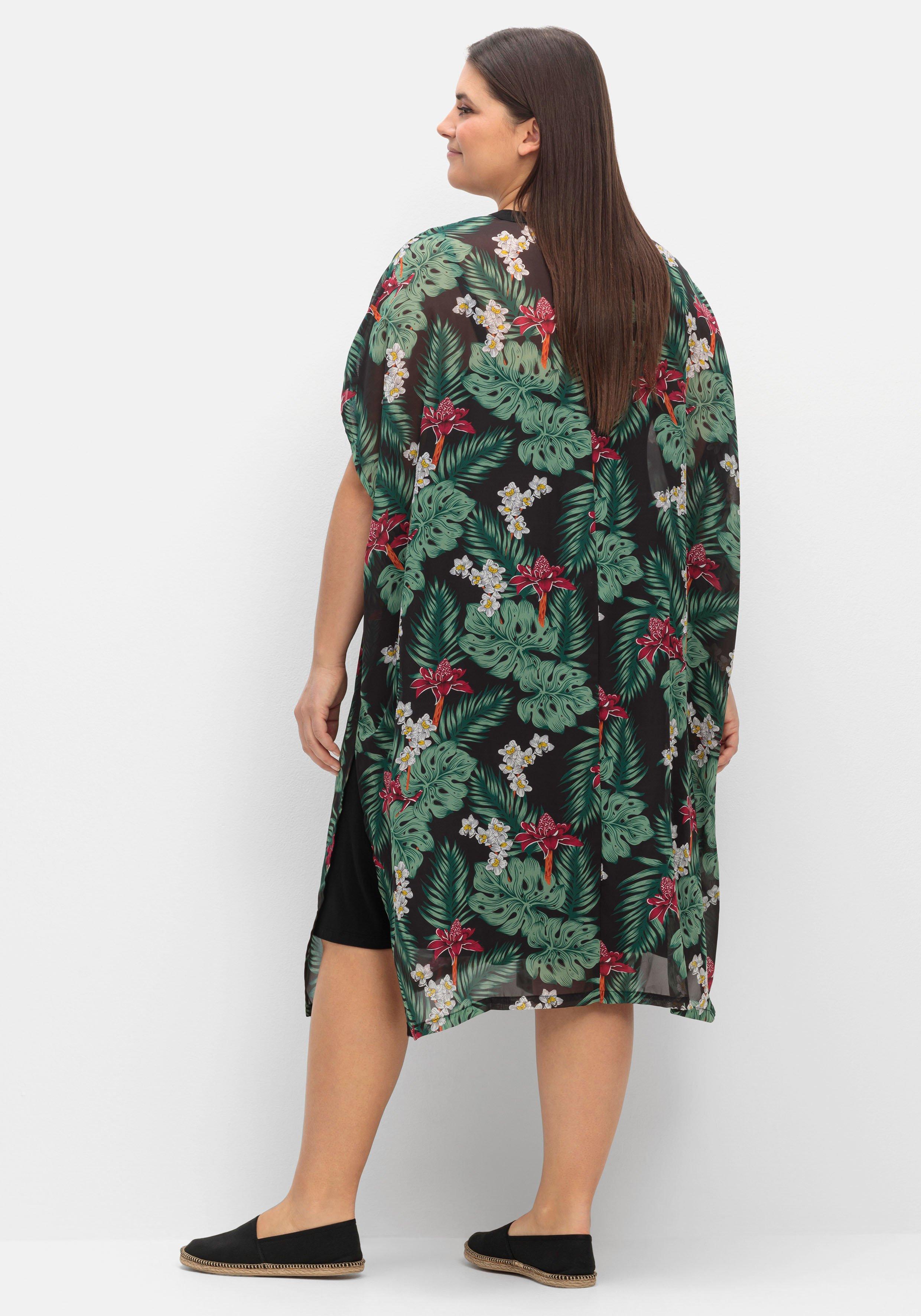 Strandset aus Jerseykleid und offenem Kaftan
