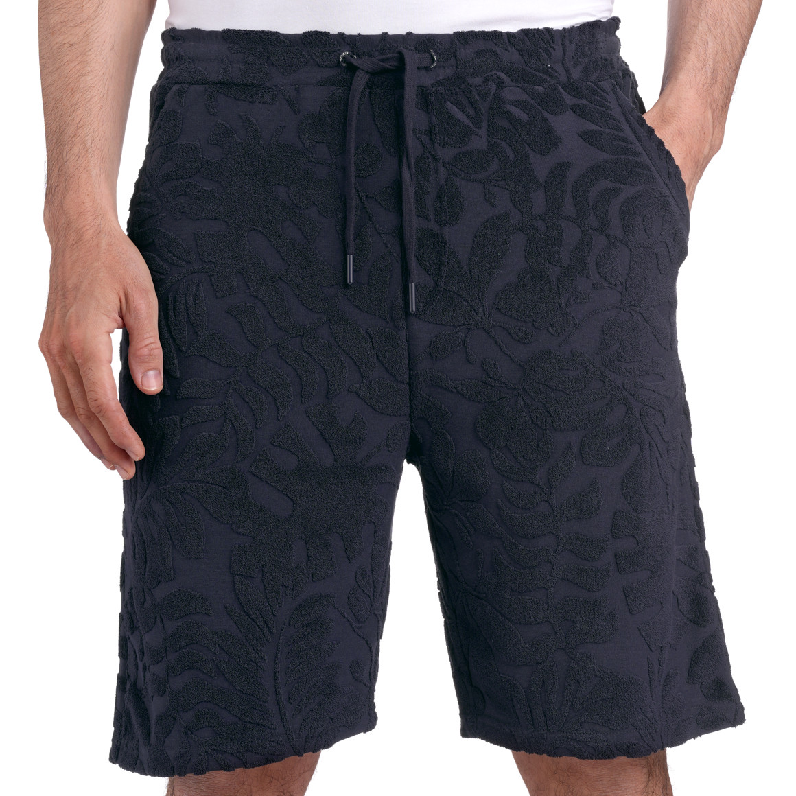 Jonas Nielsen Herren Shorts mit Frottee-Muster dunkelblau