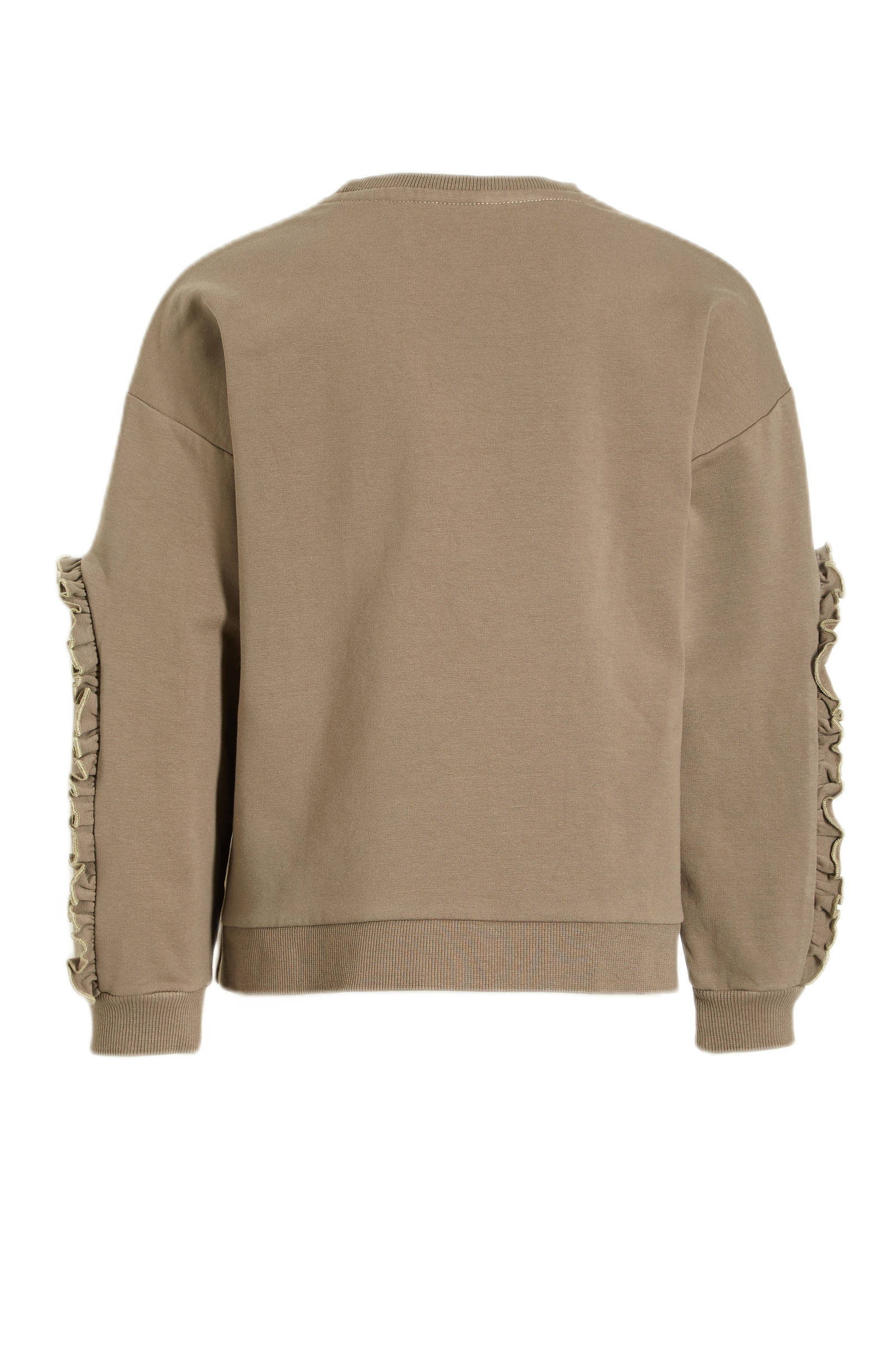Quapi sweater XIONA met printopdruk en ruches zand