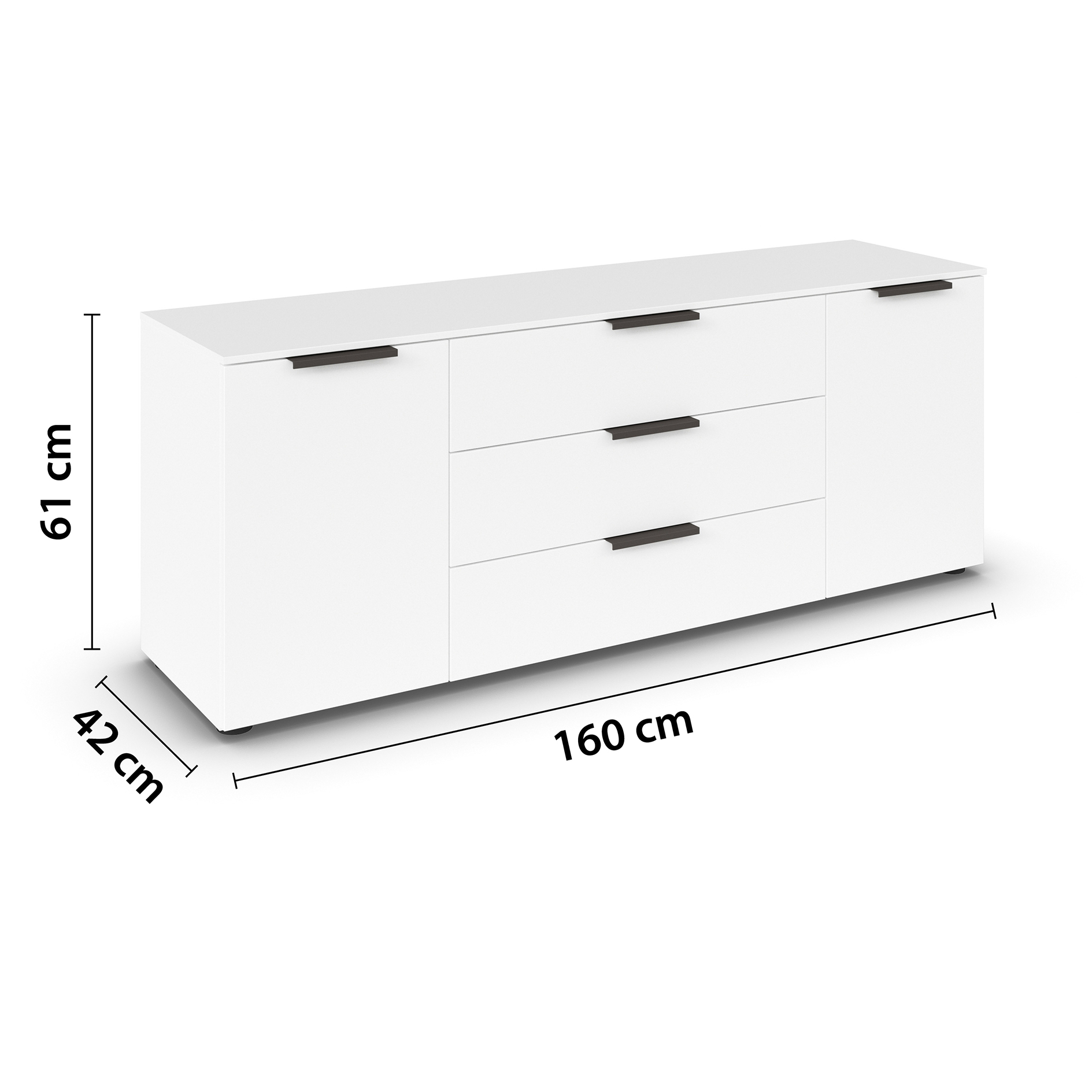 Lowboard - Alpinweiß - 160 cm