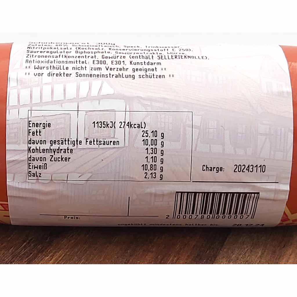 Hessenstolz Schinkenwurst 300g MHD:20.12.24