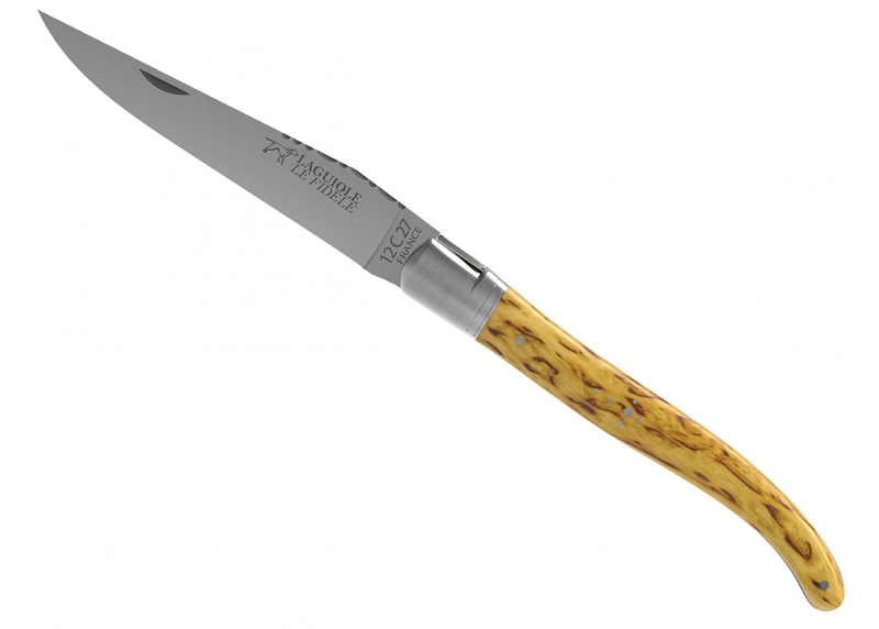 Couteau Laguiole avec un manche en bois de bouleau et 1 mitre en acier inoxydable