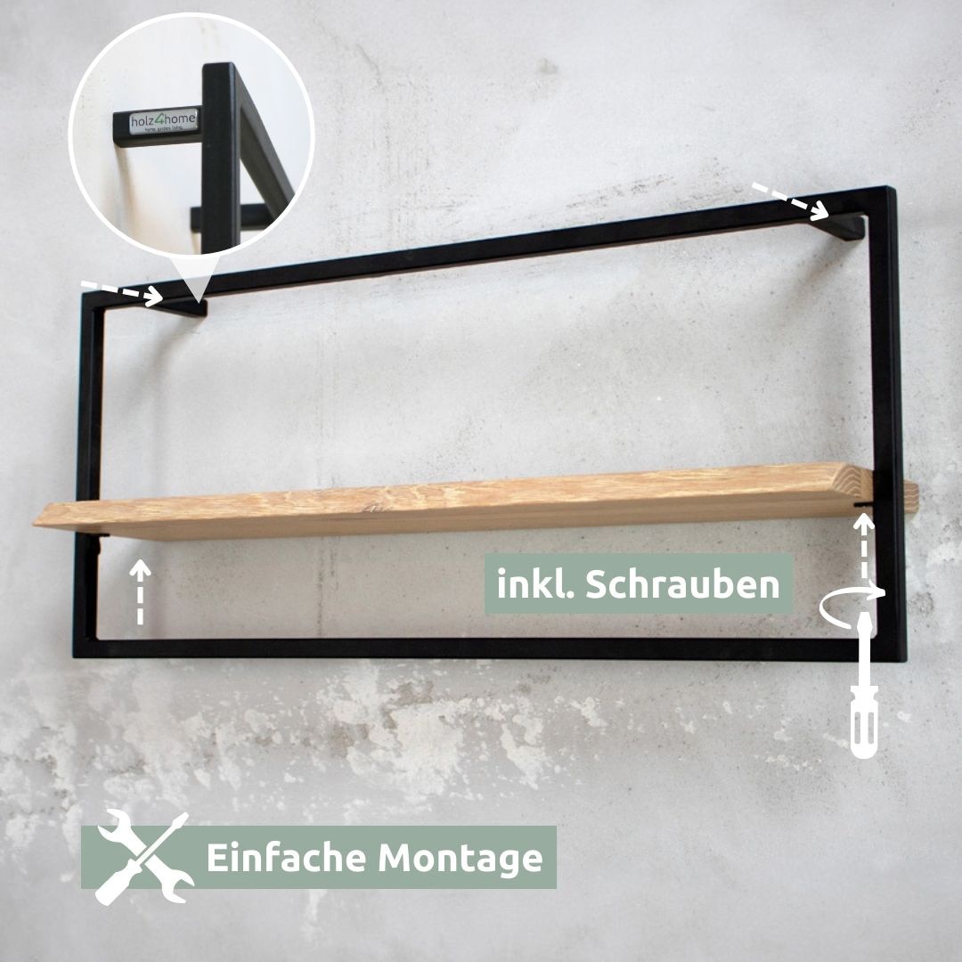 holz4home Wandregal 70 x 30 cm Eiche geölt