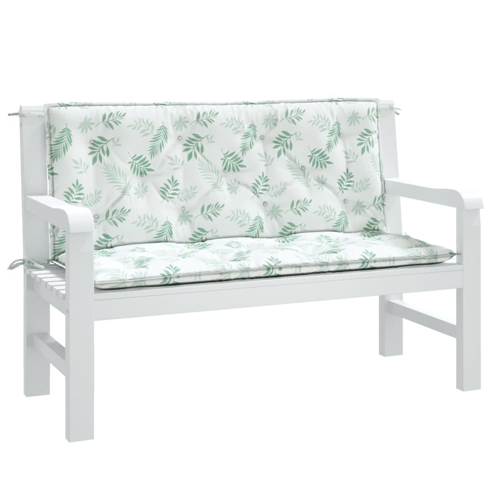 Coussins de banc de jardin lot de 2 motif de feuilles tissu