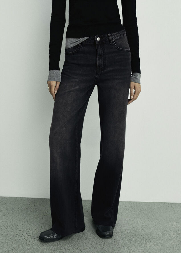 MANGO Danila wideleg high-rise jeans Open grey