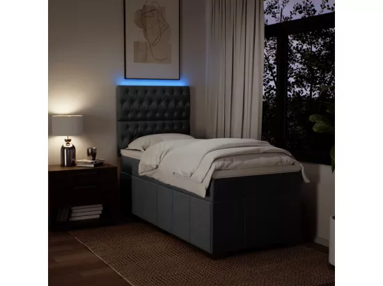 Sommier à lattes de lit et matelas Gris foncé 90x190 cm Tissu