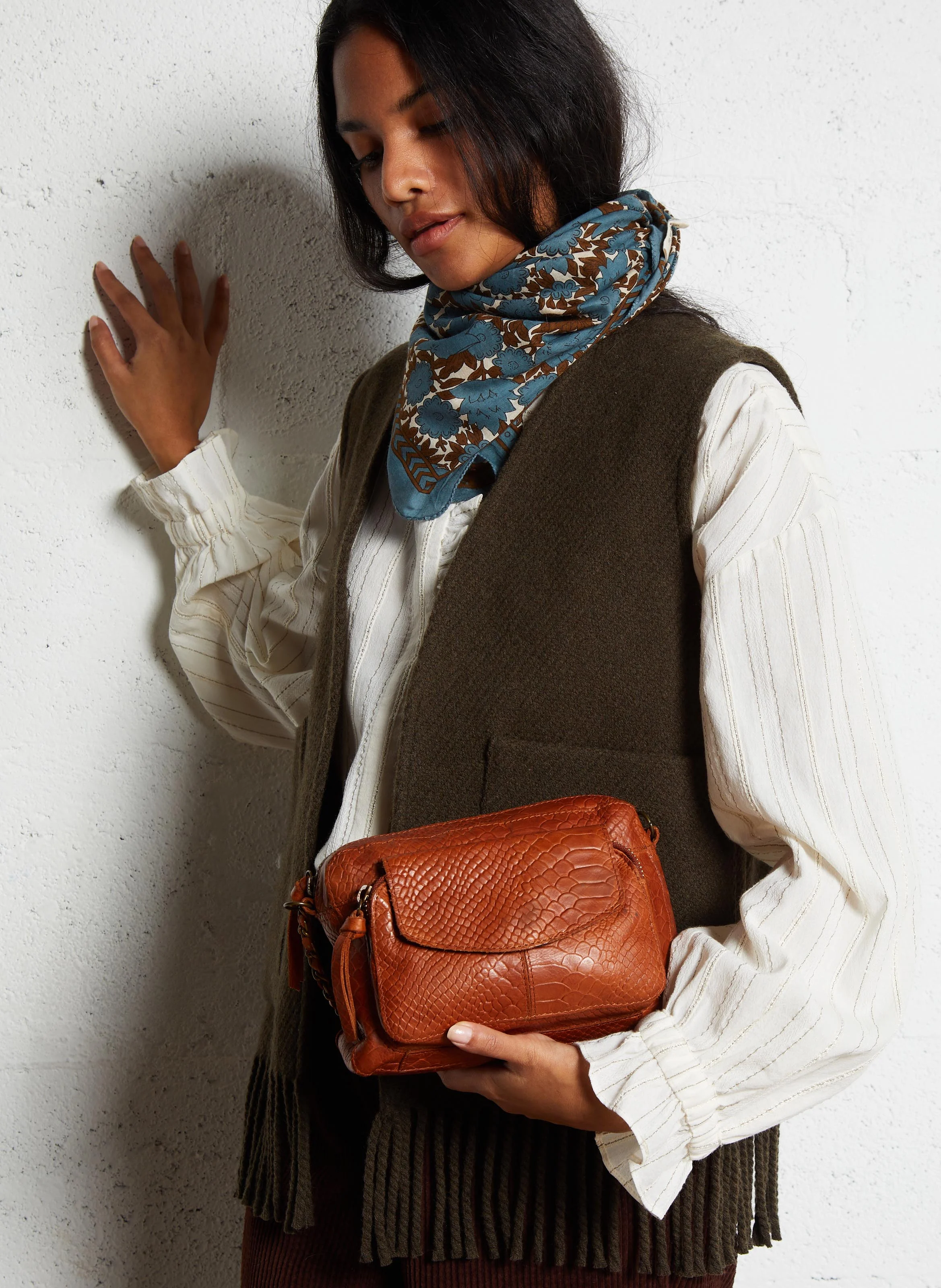 NAINA - Sac bandoulière en cuir | Marron