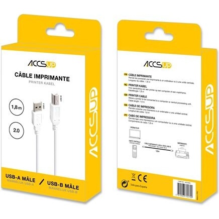Cables USB Accsup CABLE IMPRIMANTE USB-A VERS USB-B 2.0 1,8M BLANC