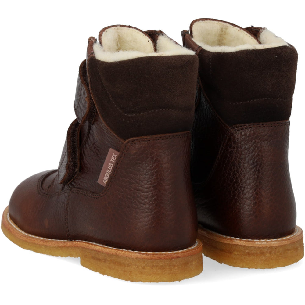 Køb Angulus Dark Brown/Dark Brown TEX-støvle Med Velcrolukning