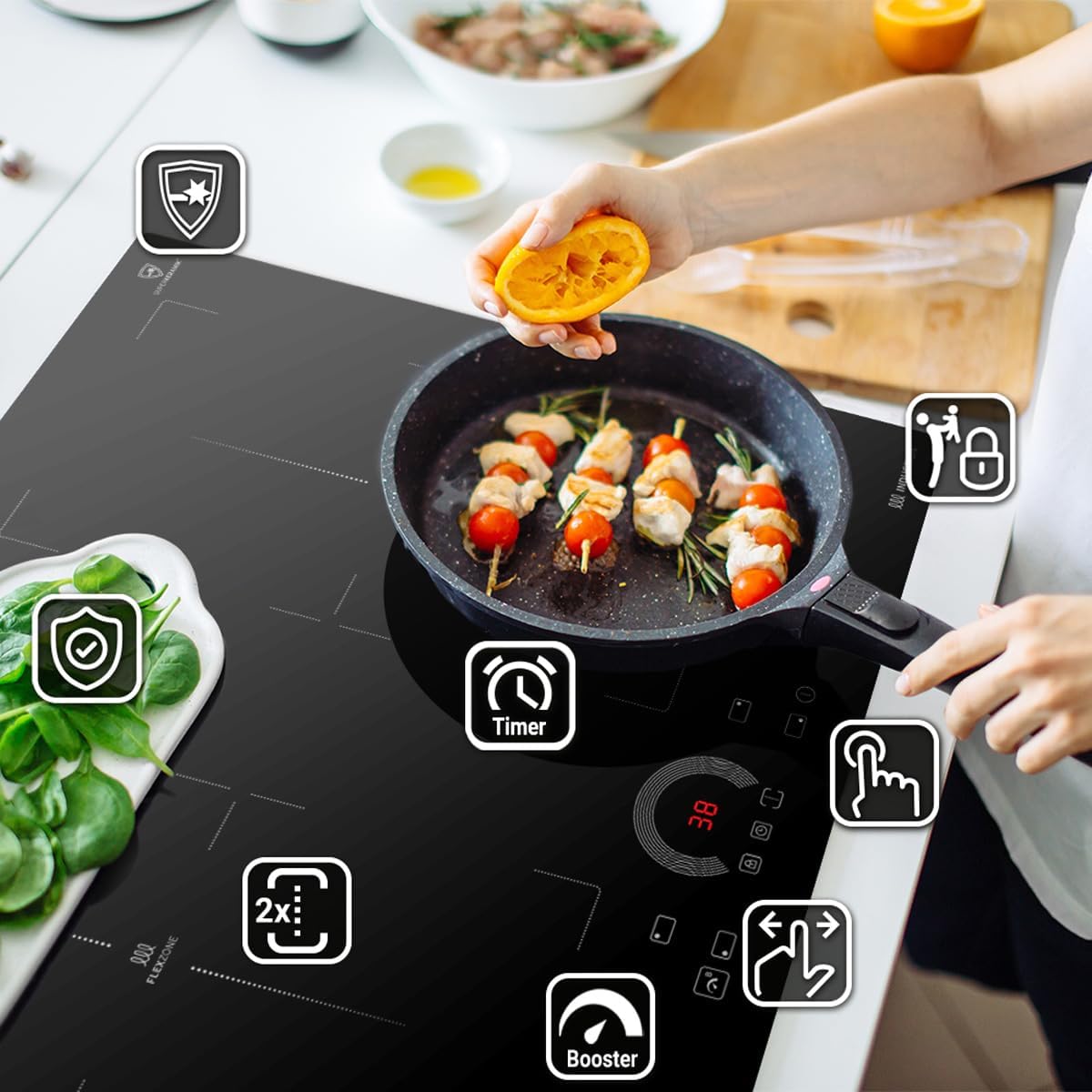KKT KOLBE Autarkes Herdset | 60cm Einbaubackofen BO8810SS | 60cm Induktionskochfeld IH85904FZ | Heißluft | Teleskopauszüge | Timer | 2-fach Wärmeschutzverglasung | Kindersicherung | SET8810IH594FZ