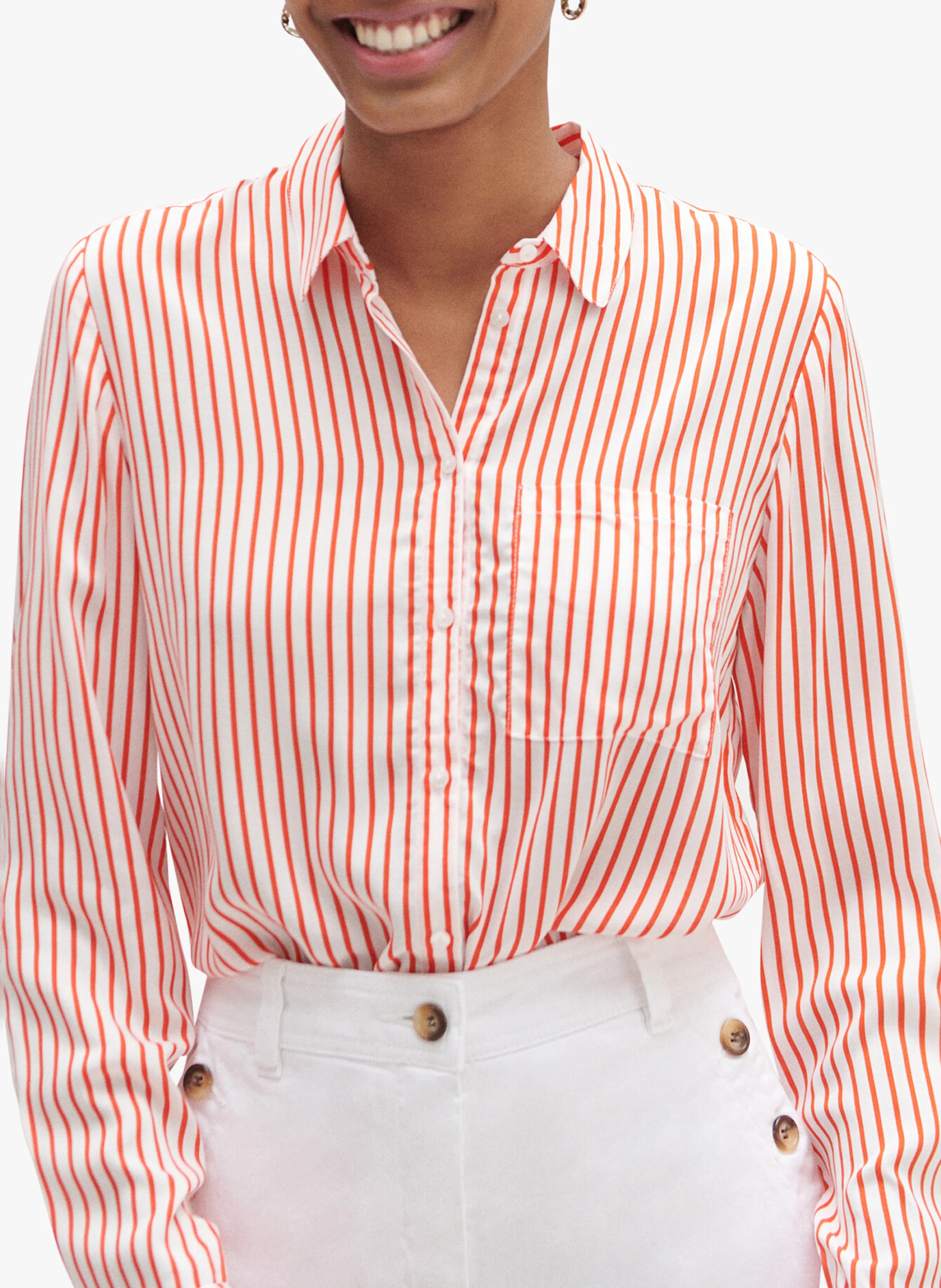 TANIA - Chemise col classique rayée | Orange