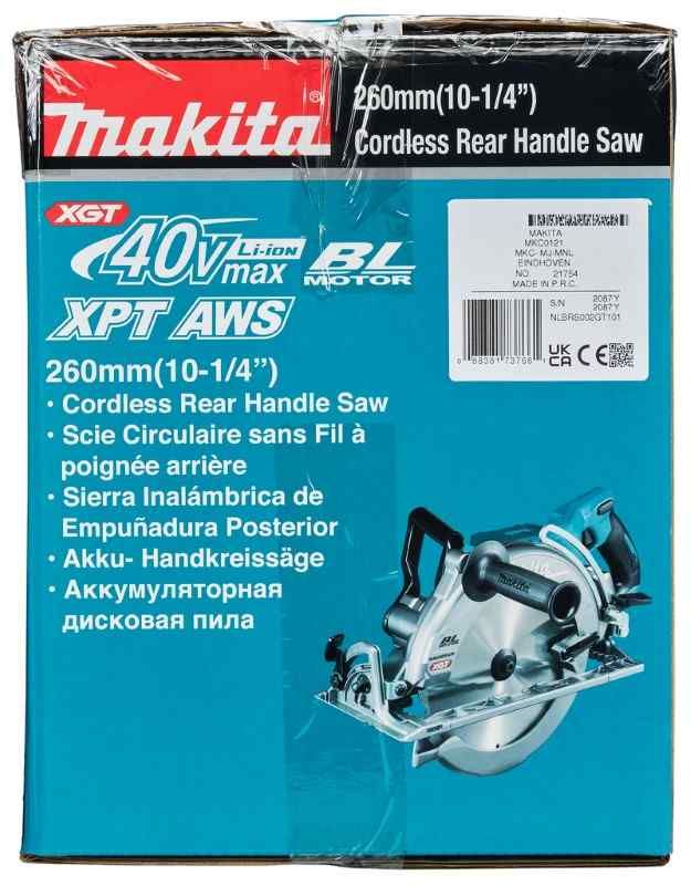 Makita RS002GT101 40 V Max Cirkelzaag 260 mm 5,0 ah accu (1 st), snellader, in doos