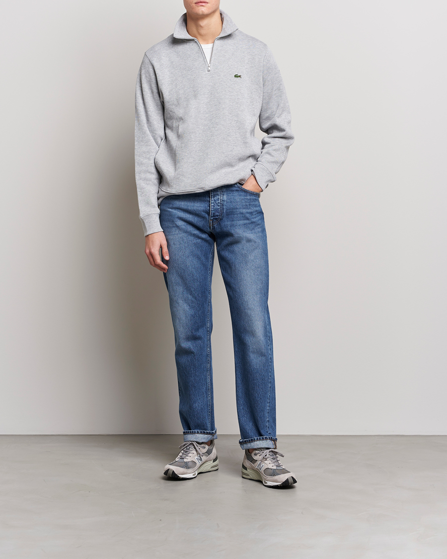 Lacoste Rib Interlock Half Zip Silver Chine