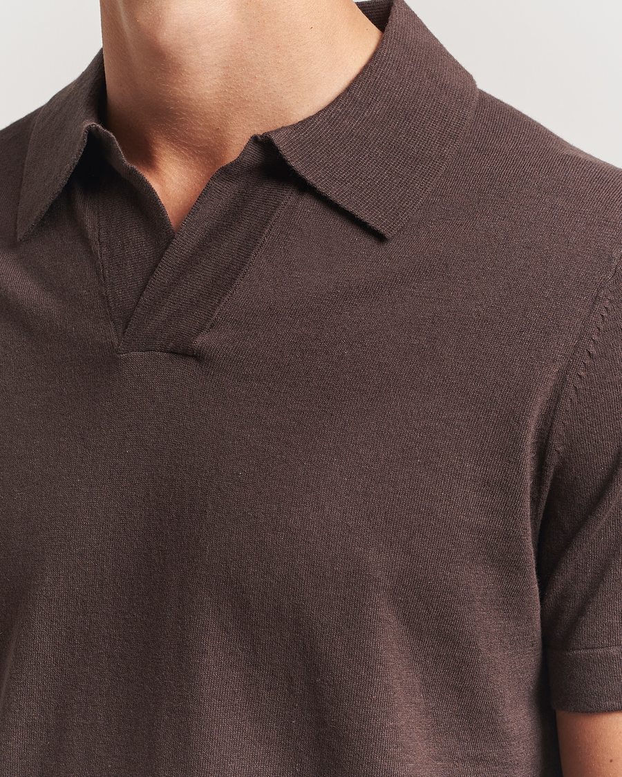 NN07 Ryan Cotton/Linen Polo Coffee