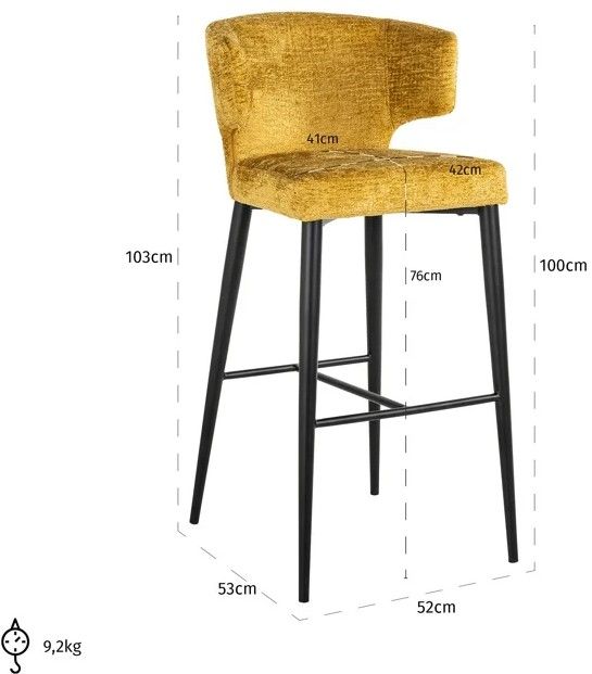 Barstoel S4716 Mustard Fusion Taylor B52 x D53 x H103 cm