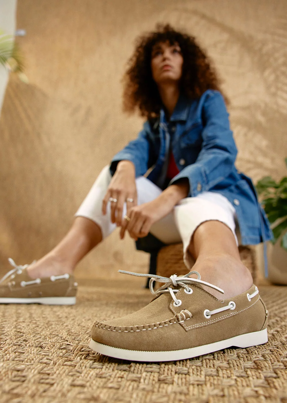 MOCASSIN BOAT SHOE VELOURS BEIGE