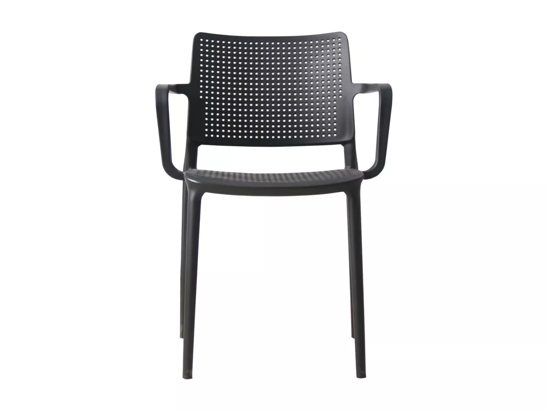 Lot de 4 chaises de terrasse en plastique noir