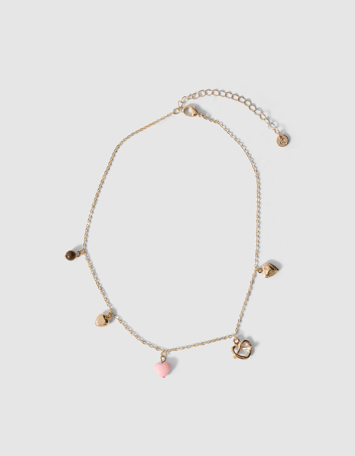Pretzel Charm Ketting Goud