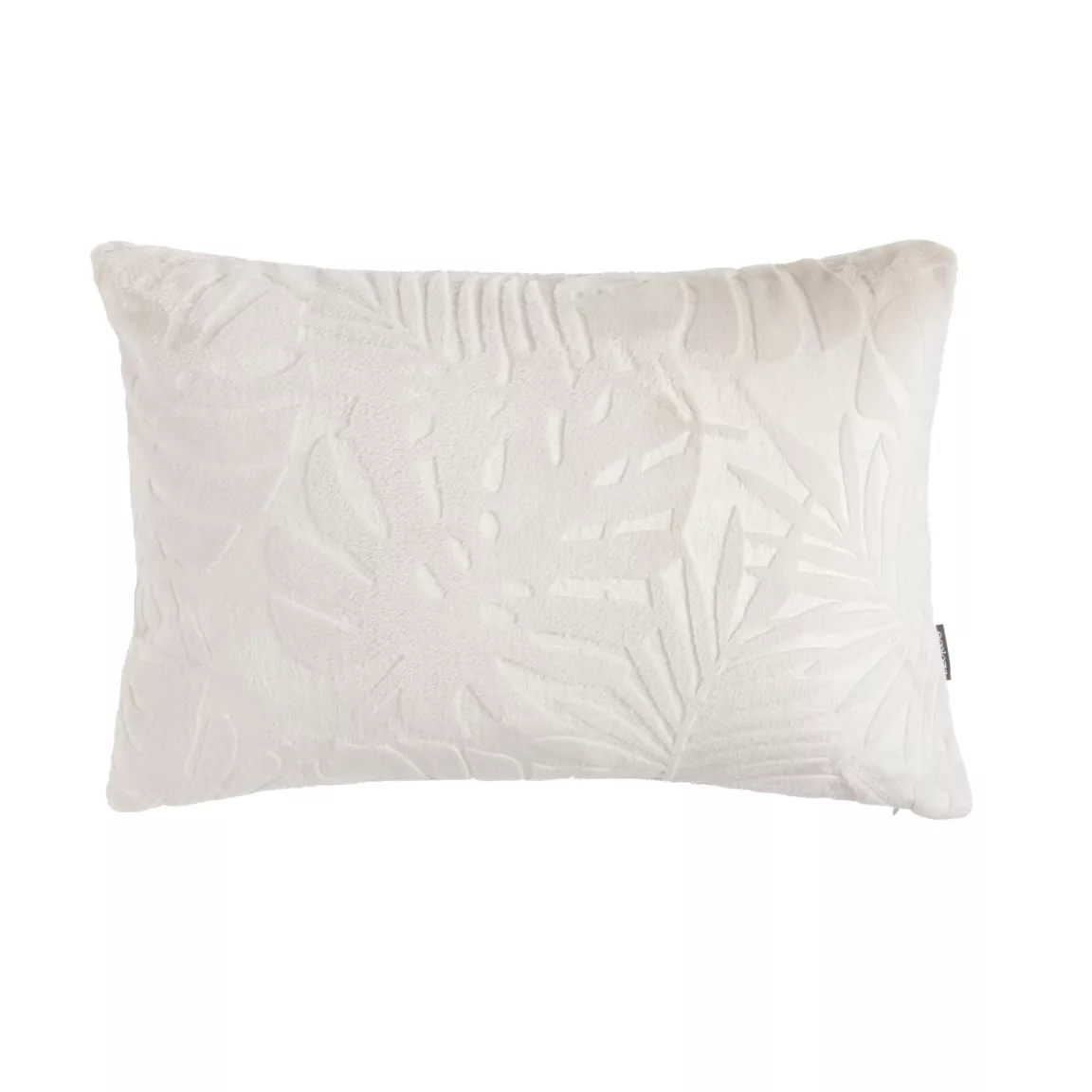 Coussin rectangulaire flanelle (40 x 60 cm) Flore Ecru
