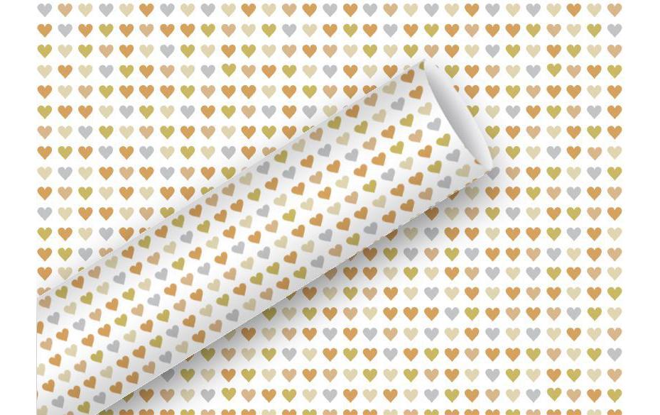 Geschenkpapier Heart to Heart Gold, 1.5 m x 70 cmGeeignet als Geschenkverpackung oder Einfasspapier für Bücher