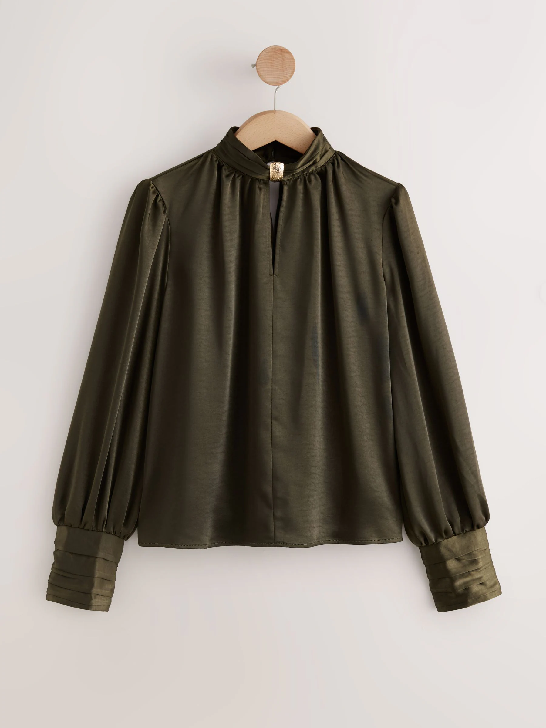 Kakigroen - Gold Hardware Long Sleeve Satin Blouse