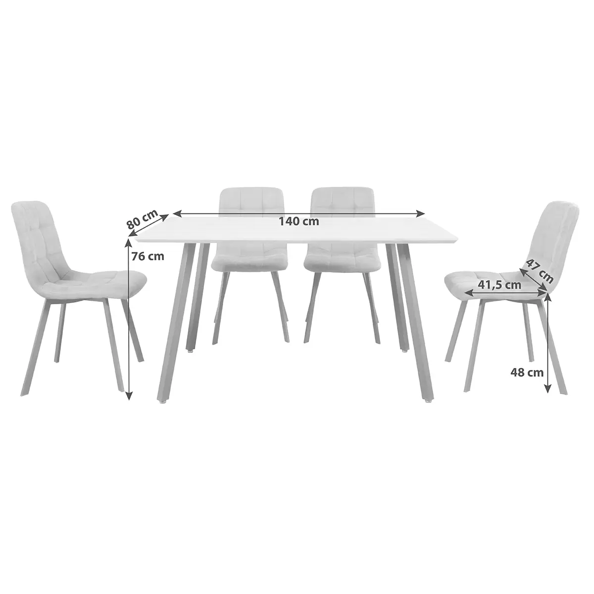 Tischgruppe Lech Artisan Eiche,grau,schwarz