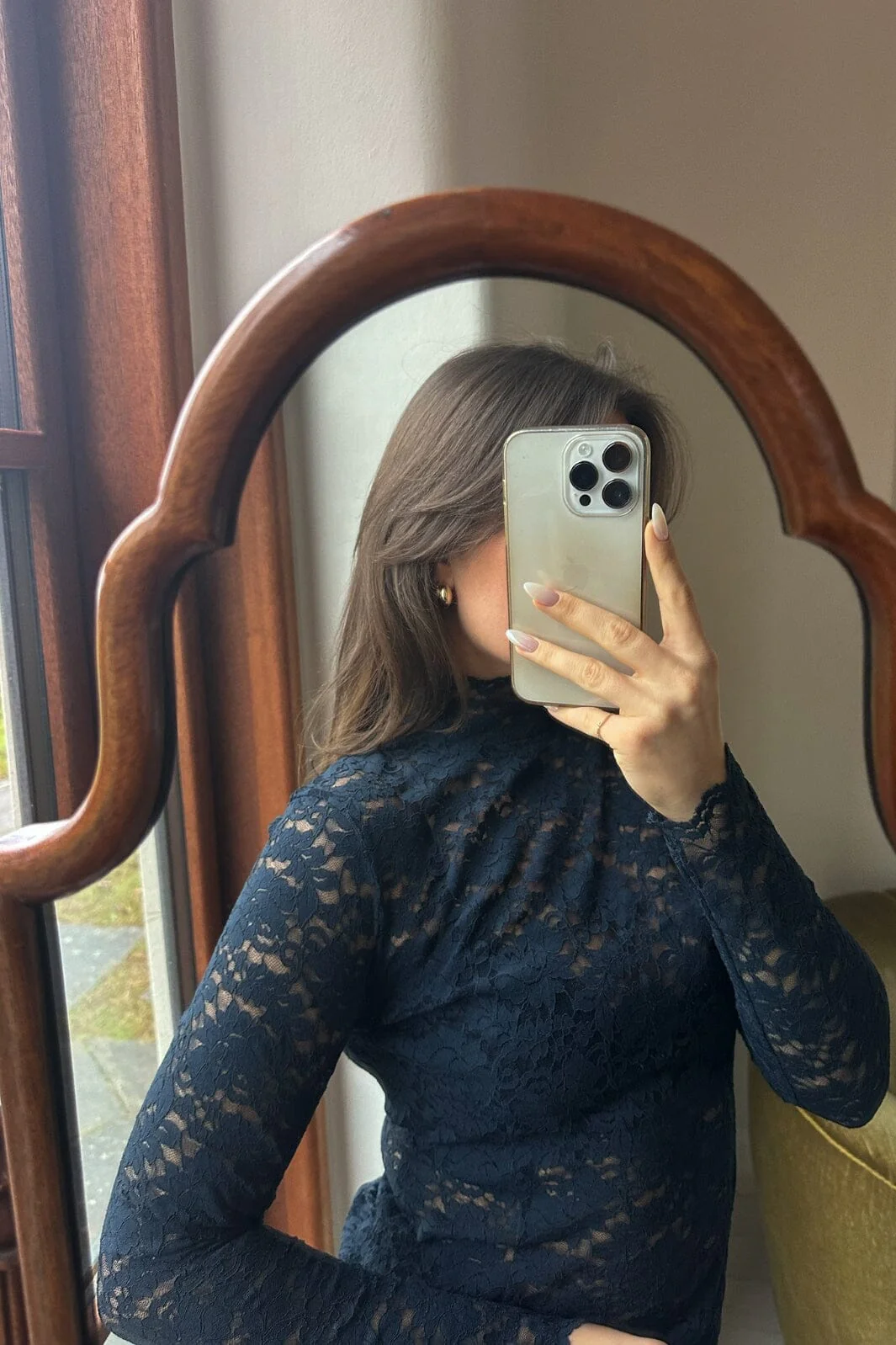 Neo Noir Liza Laceflower Blouse navy