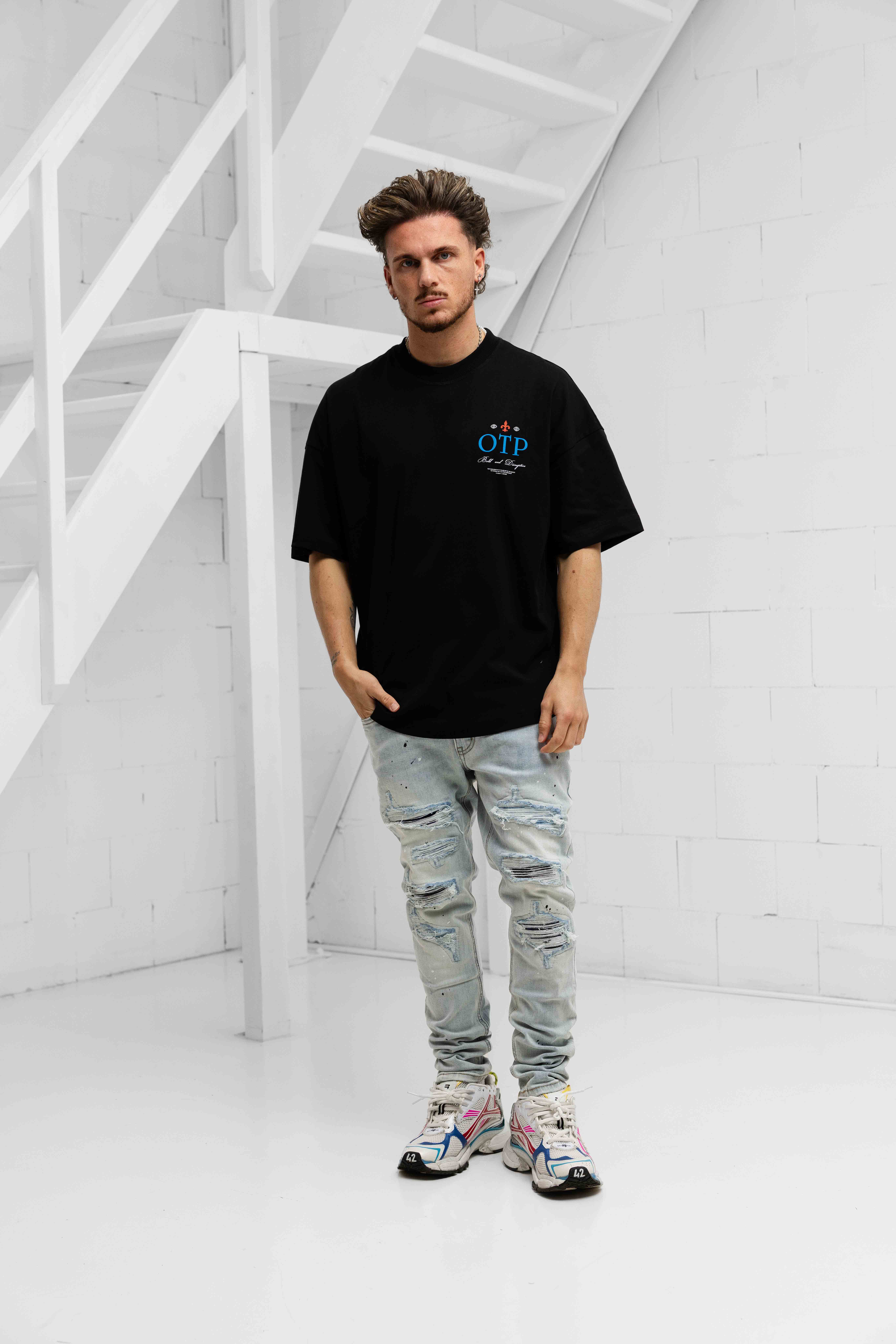 Off The Pitch Global Oversized T-Shirt Heren Zwart