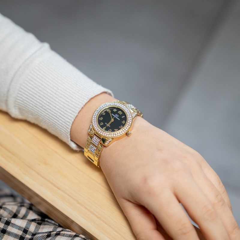 Jolie Montre Femme Métal Doré Strass GIORGIO
