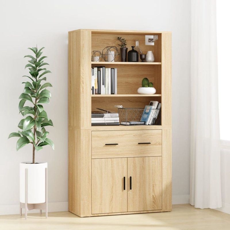 vidaXL - Hoge Kast - Bewerkt Hout - Sonoma Eikenkleurig