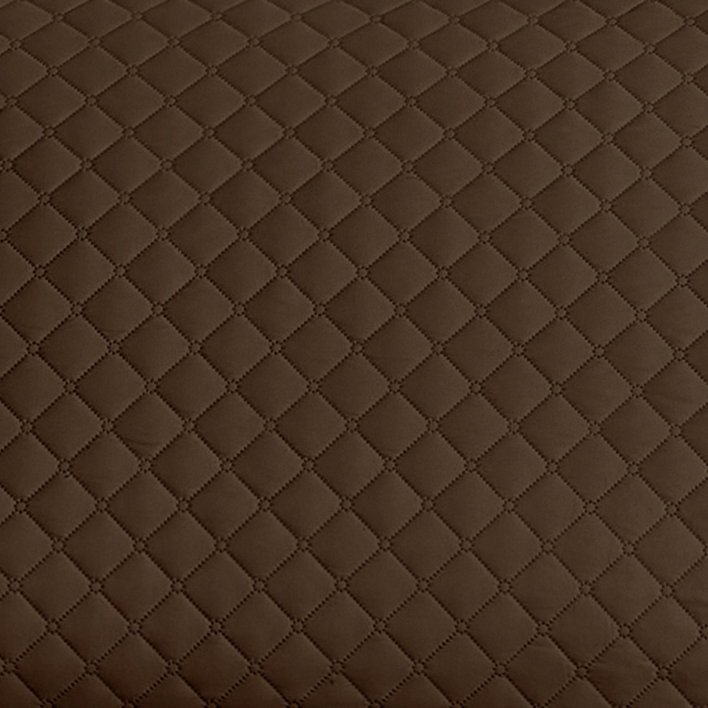 Capa protetora para sofá Vipalia com estampa de diamante. Marrom. Chaise longue à direita, 240 cm.