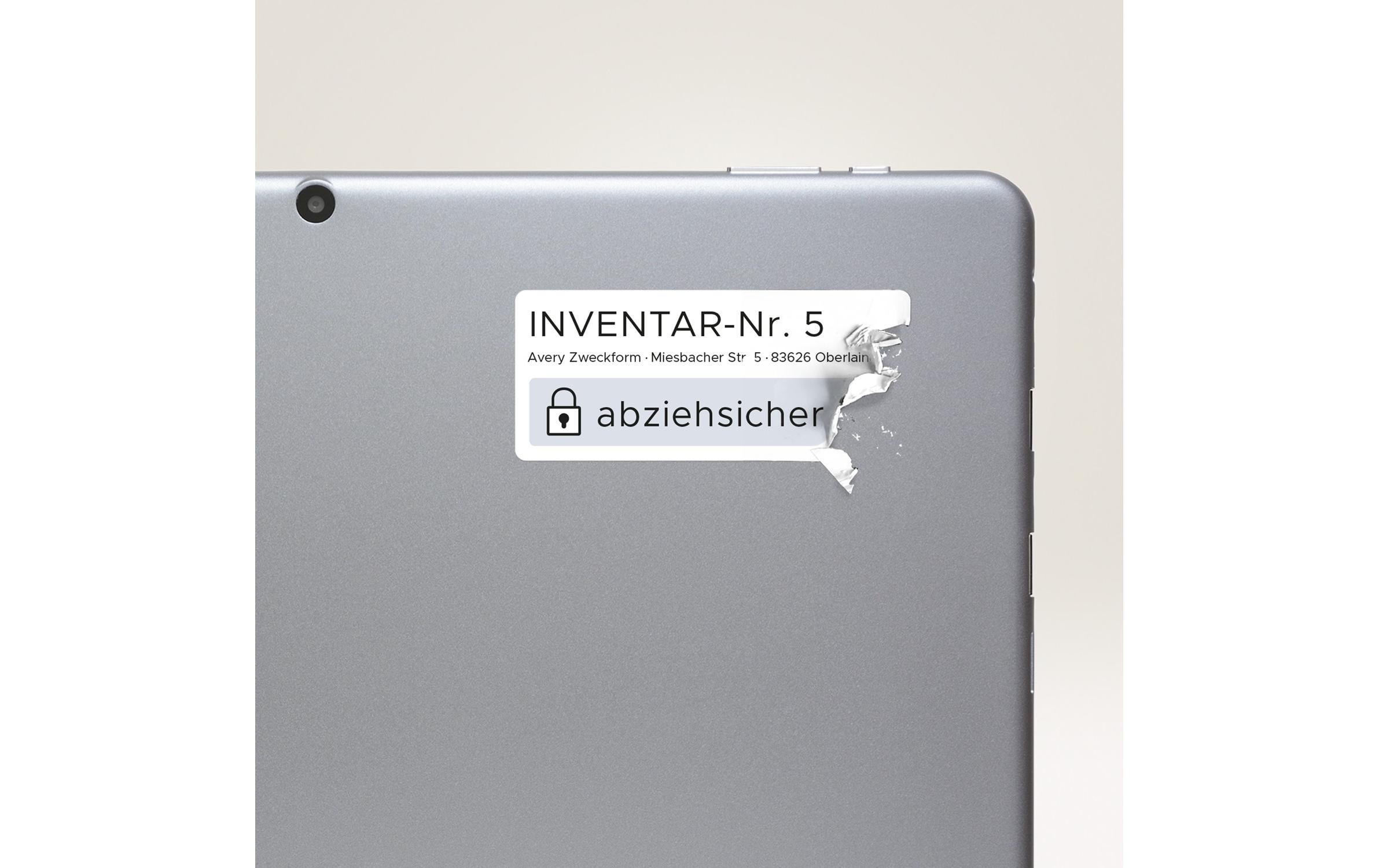 Sicherheits-Etiketten 63.5 x 33.9 mm, 20 Blatt<br>Manipulationssichere Etiketten