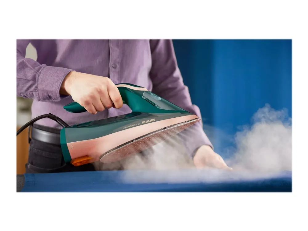 Philips Azur 8000 Series DST8030 - Dampstrygejern med automatisk afbrydelse - såleplade: SteamGlide Elite - 3000 W - opalgrøn