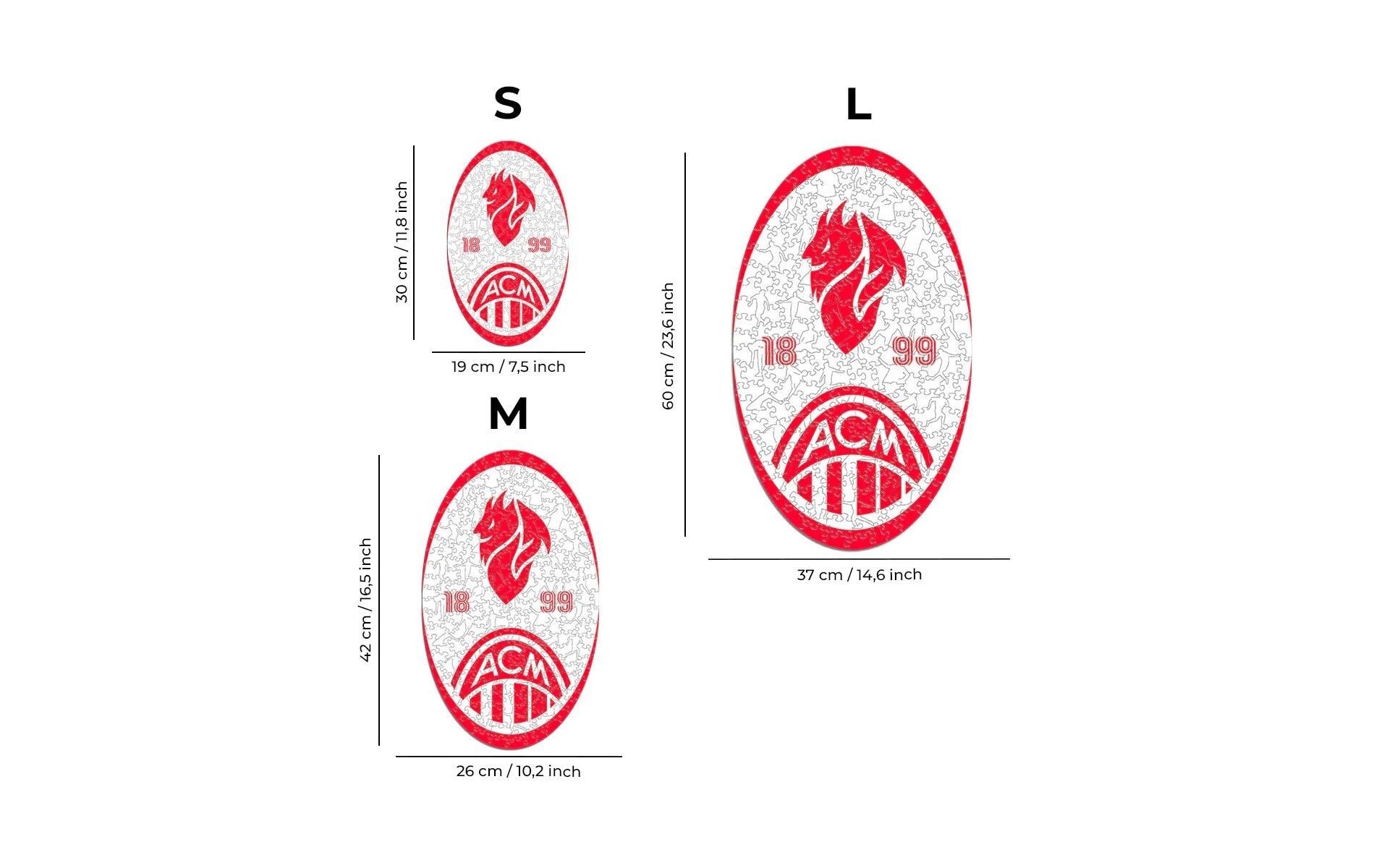AC Milan – Retro LogoOffizielles Holzpuzzle, Grösse M