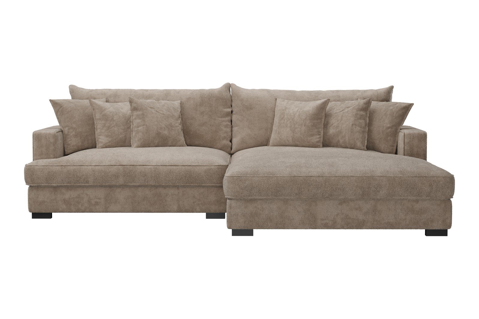 Rossi Lux 2-seter med XL sjeselong høyre Tekstil Genesis 4 Beige, arm A med sorte ben. Lux Komfort.