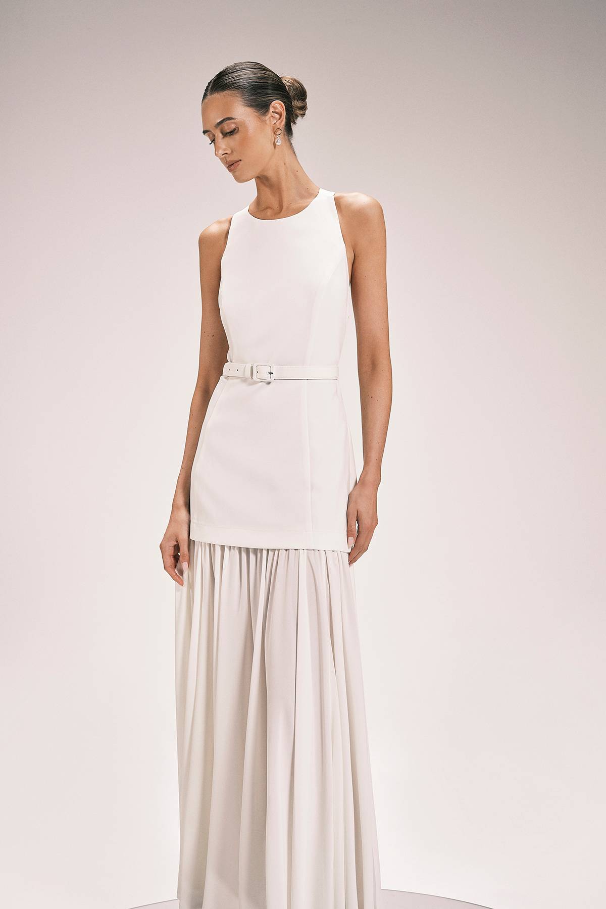 KarenMillen Robe Longue Ceinturée À Détail Jupe Plissée
